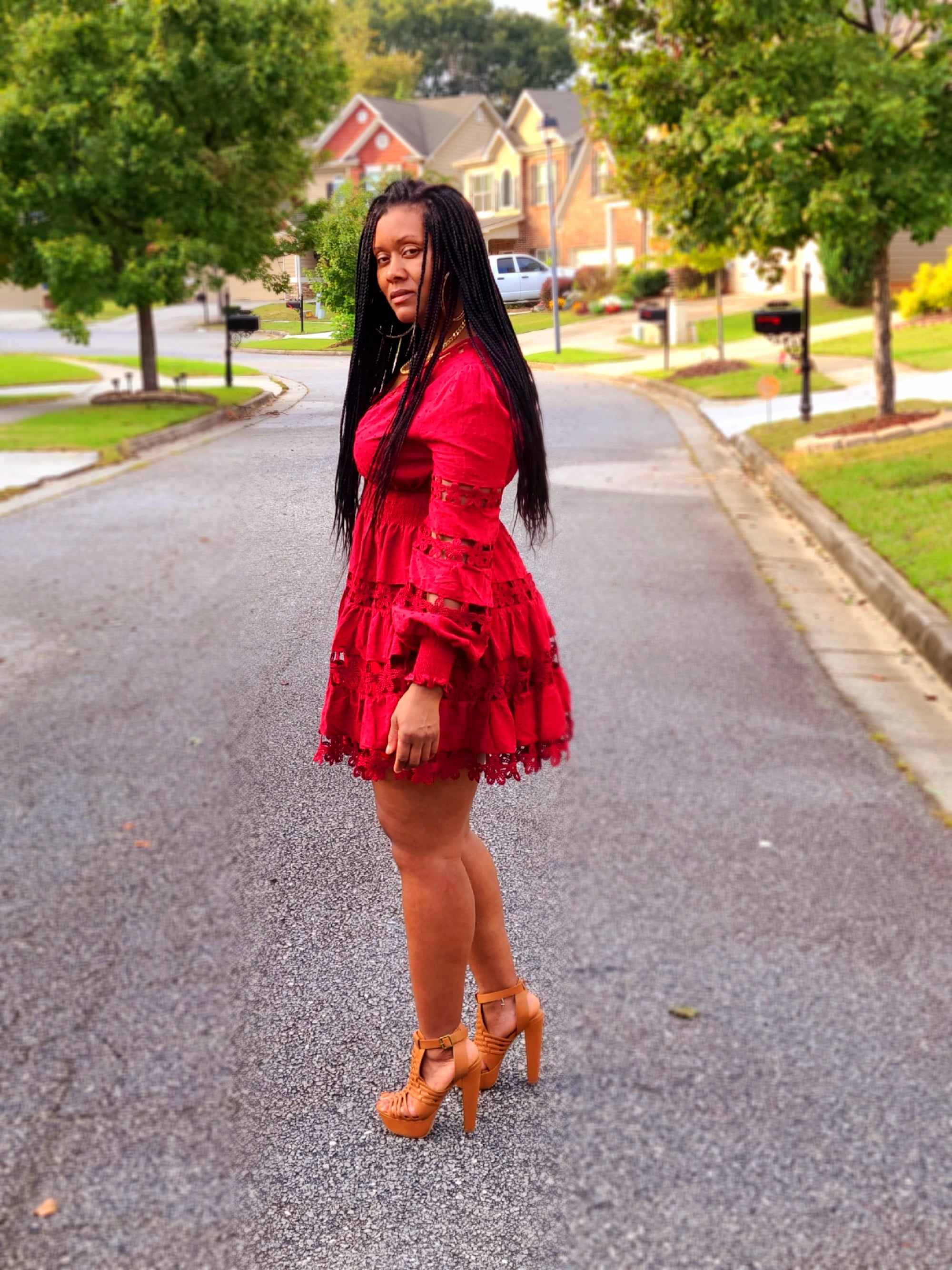 Red Velvet Babydoll Dress