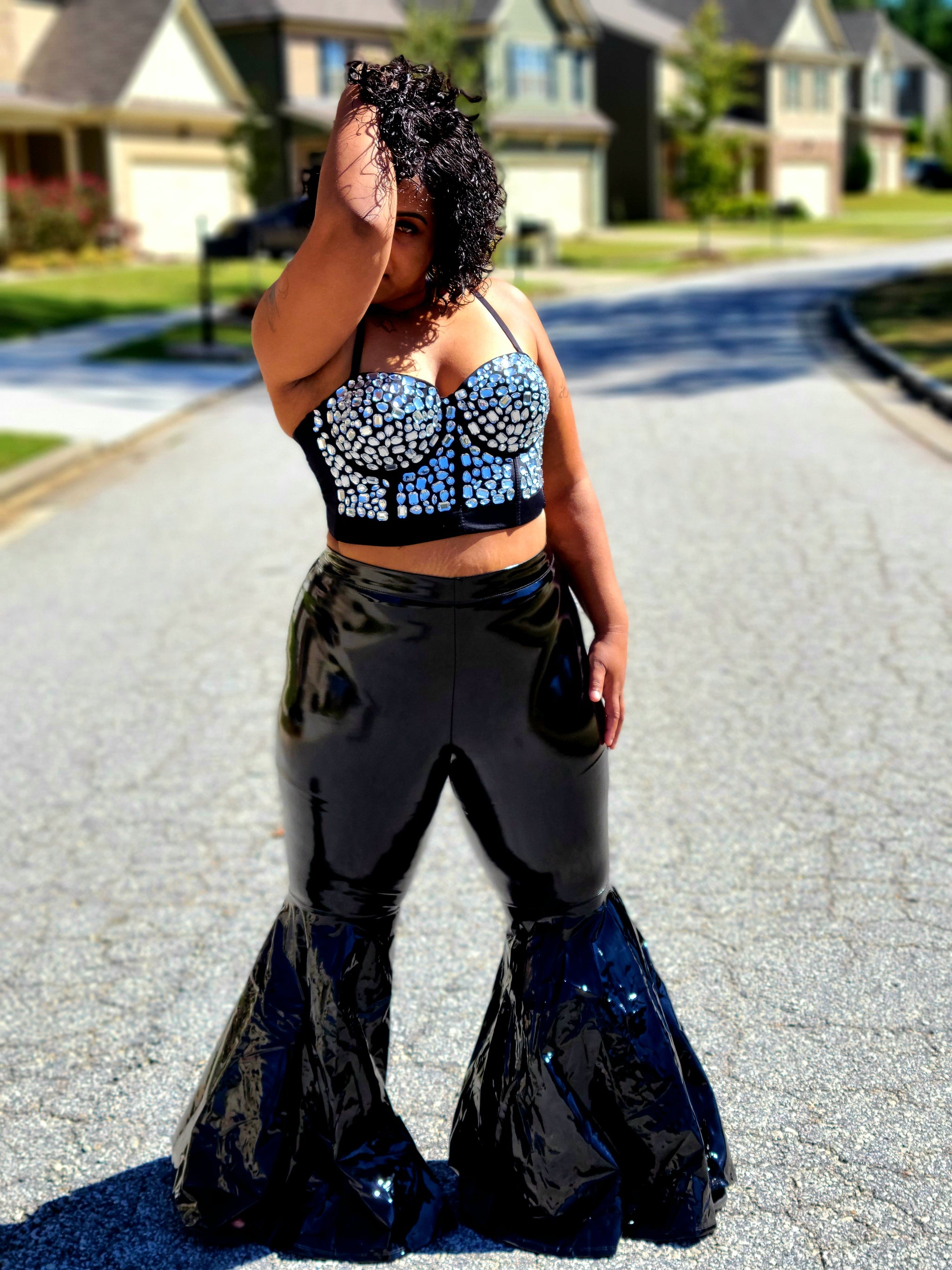 Liquid Leather Bell Bottoms - Get Me Bodied Boutique, LLC