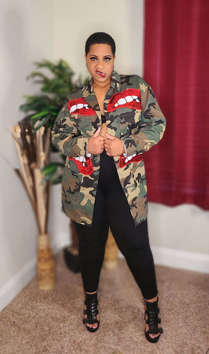 Red Lipstick Camo Jacket