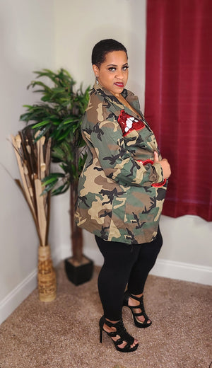 Red Lipstick Camo Jacket