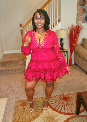 Red Velvet Babydoll Dress