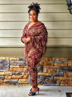 Queen Leopard Jumpsuit - Plus