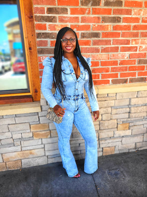 In Distress Denim Jumpsuit