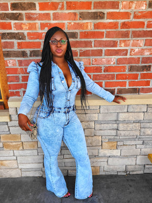 In Distress Denim Jumpsuit