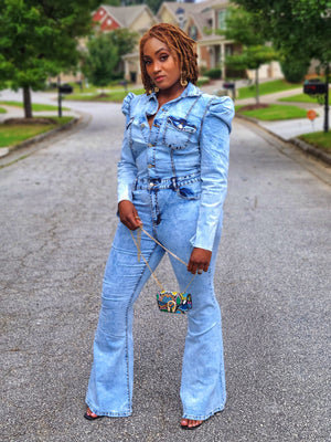 In Distress Denim Jumpsuit