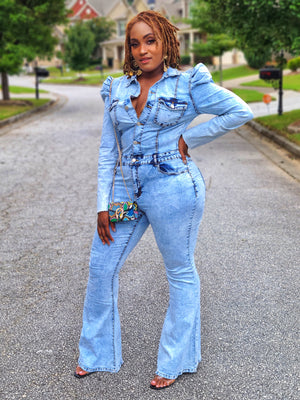 In Distress Denim Jumpsuit