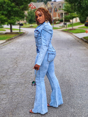 In Distress Denim Jumpsuit